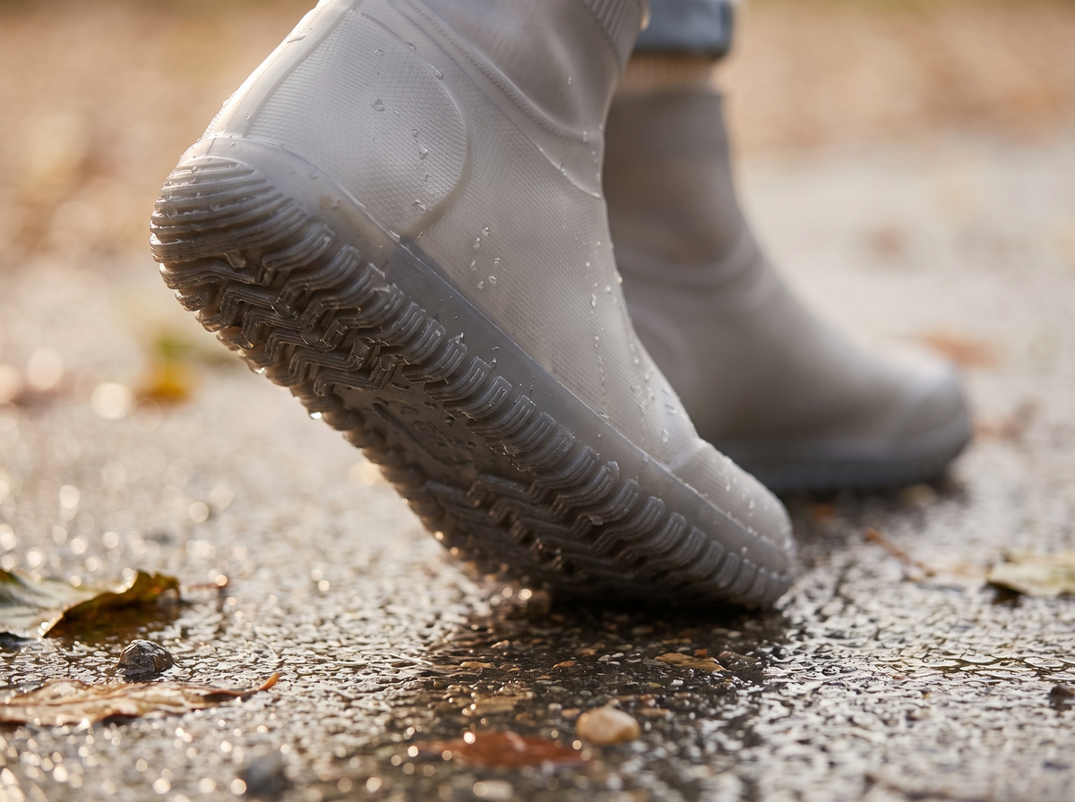Grip on wet pavement and grass.