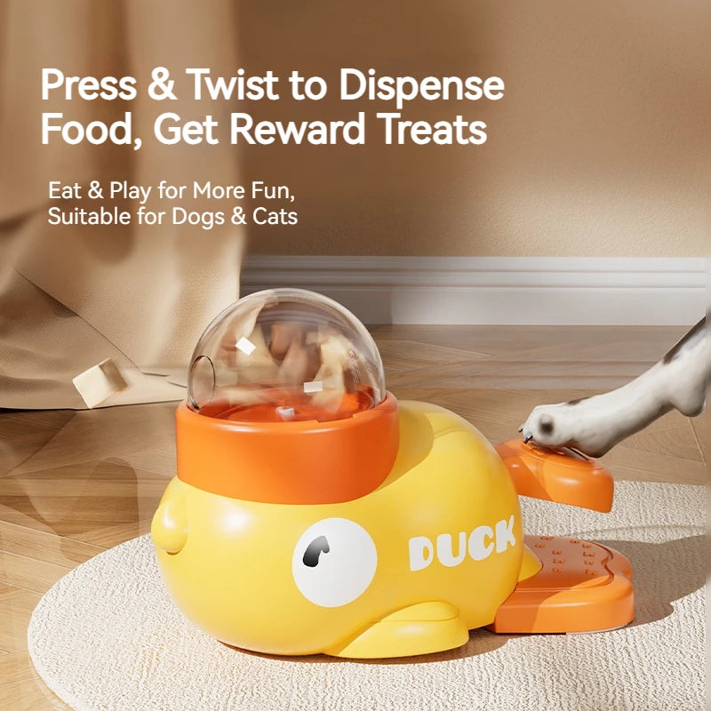 Duck Treat Dispenser Toy for Cats & Dogs Pet Slow Food Bowl Interactive Training Feeder Automatic Pet Food Dispensing Toy