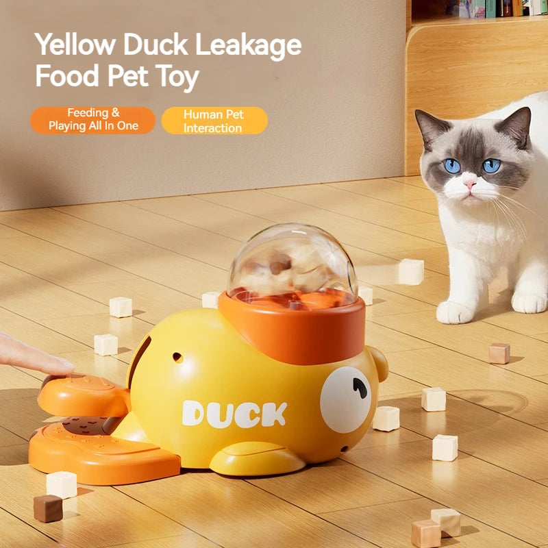 Duck Treat Dispenser Toy for Cats & Dogs Pet Slow Food Bowl Interactive Training Feeder Automatic Pet Food Dispensing Toy