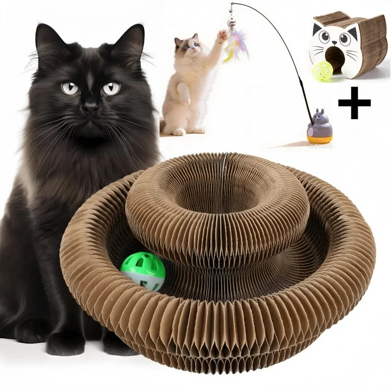 Magic Organ Foldable Cat Scratcher, Eco-Friendly Honeycomb Unbreakable Corrugated Paper Grinding Board Self-Entertainment Cat To