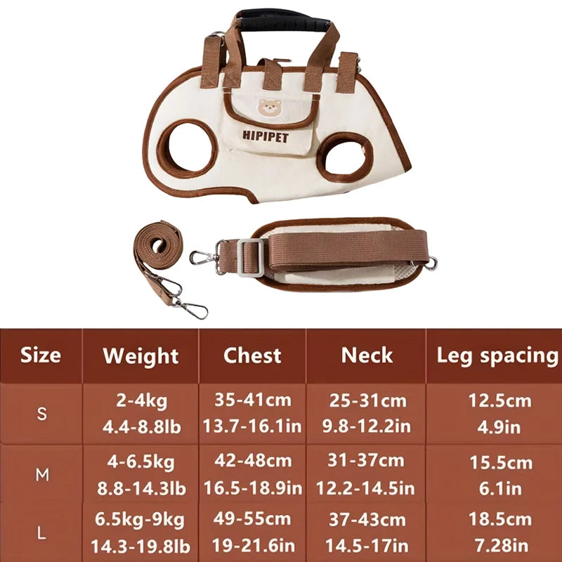 Pets Outdoor Carrying Bag Small Dogs and Medium-Sized Cats with Harnesses Clip Adjustable Shoulder Handheld for Hiking Daily Use